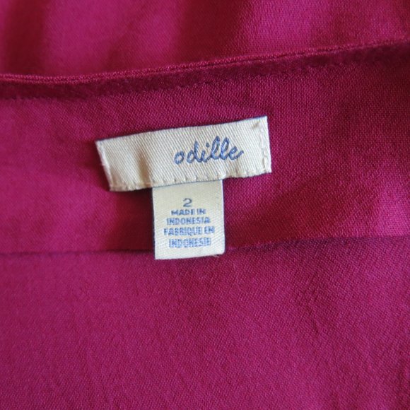 Odille Anthropologie Side Zip Cap Sleeve Ruched Ruffle Top Blouse - Size 2 - Picture 4 of 5